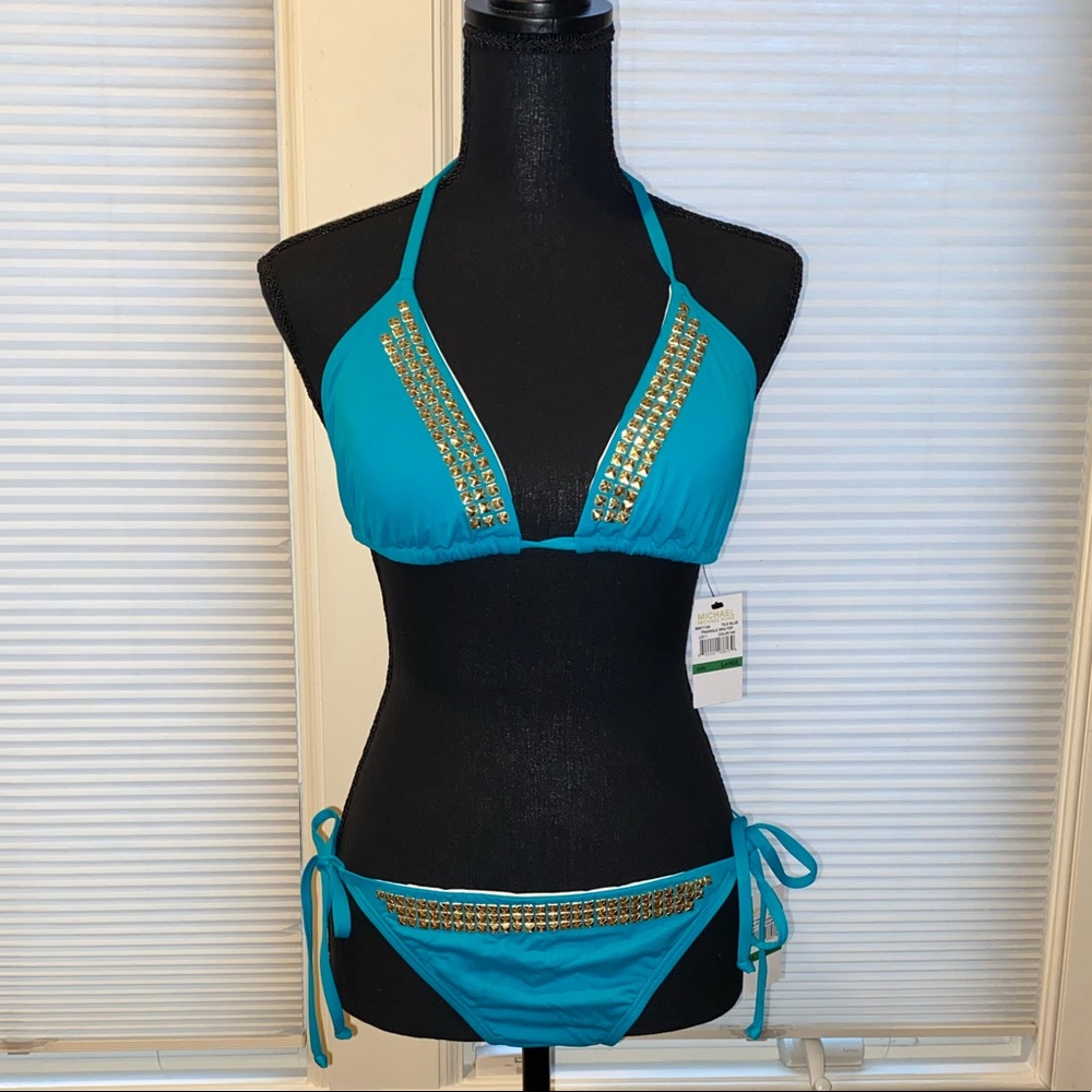 Michael Kors New! blue studded bikini